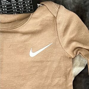NWT Nike Baby 3 Piece Onesie Set Tan and Cream